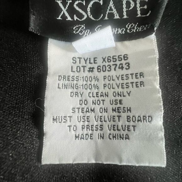 Xscape Women's Black Full Length Formal A Line Full Overlay Lined Skirt sz 12 - Picture 7 of 8